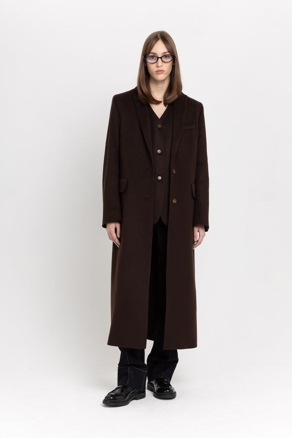 nehera Dark chocolate wool cashmere blend tailored coat