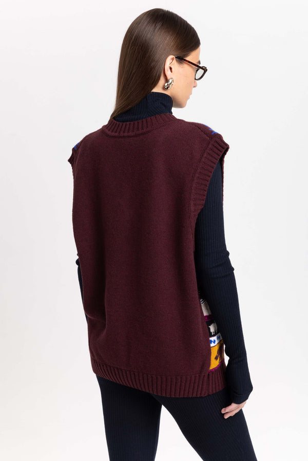 Nehera Dark Mix Fine Merino Unisex Holiday Jacquard Vest