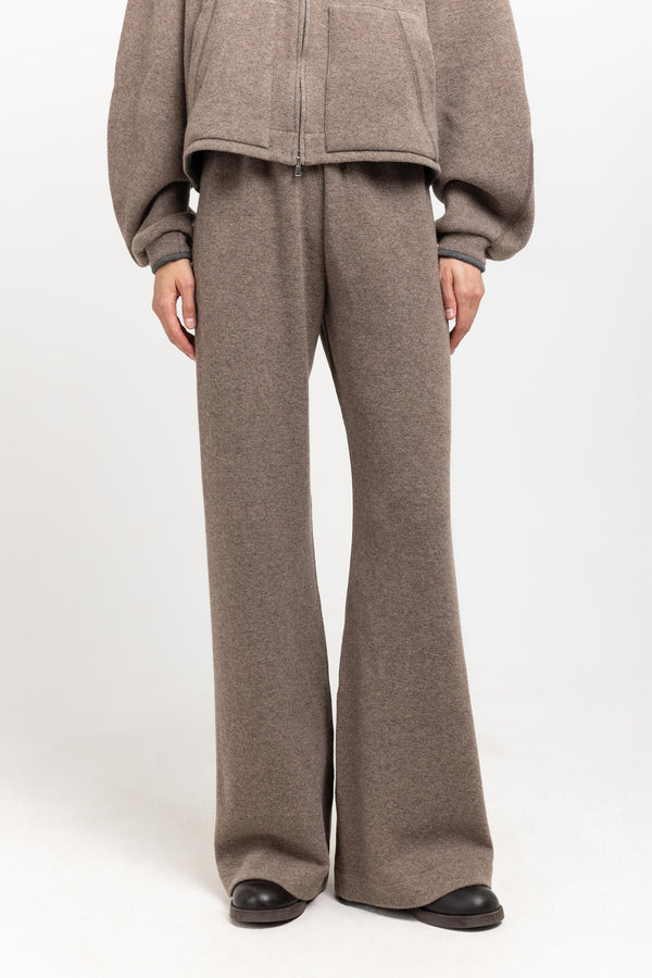 Nehera Grey Beige Technical Wool Jersey Relaxed Pants