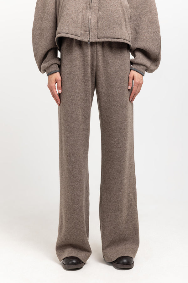 Nehera Grey Beige Technical Wool Jersey Relaxed Pants