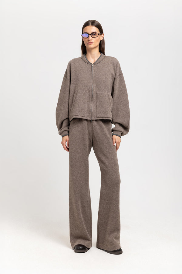 Nehera Grey Beige Technical Wool Jersey Soft Bomber