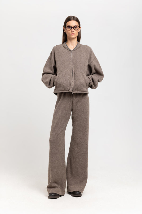 nehera Grey beige technical wool jersey soft bomber