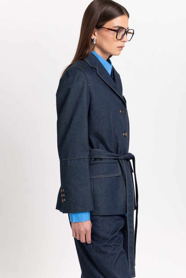Nehera Indigo Blue Soft Touch Denim Tailored Jacket