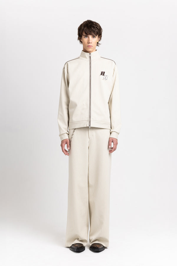 nehera Ivory & grey striped bistretch zip up sweatshirt