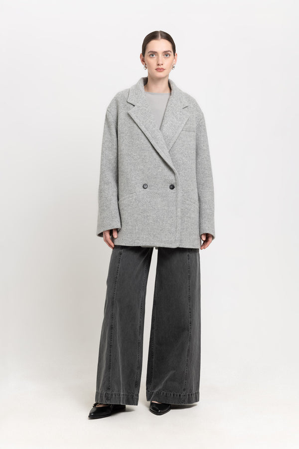 Nehera Light Grey Soft Touch Wool Relaxed Short Coat