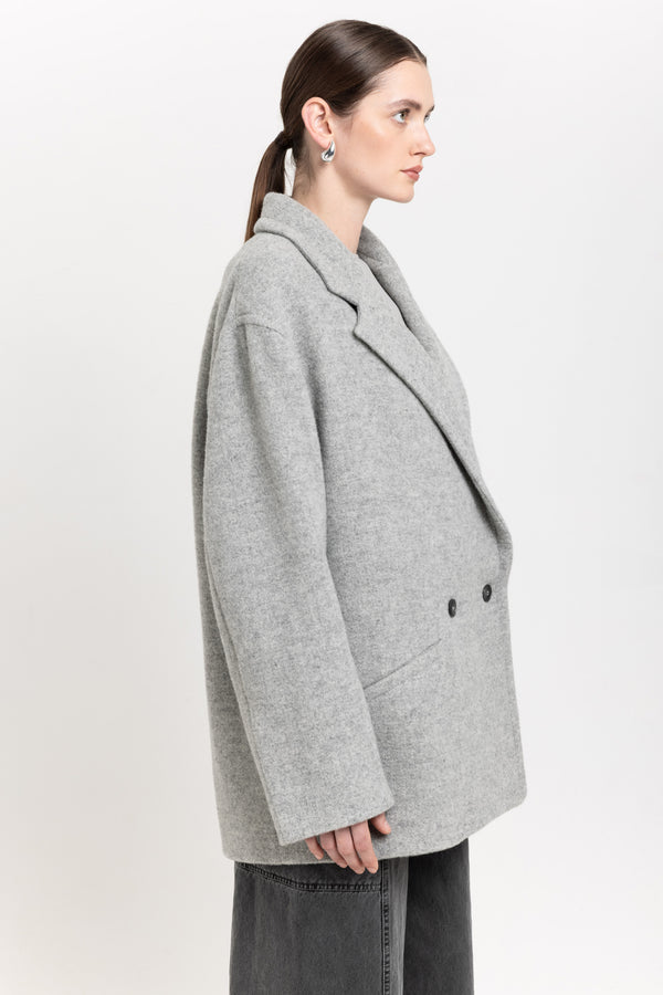 Nehera Light Grey Soft Touch Wool Relaxed Short Coat