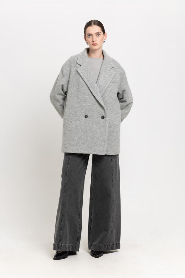 nehera Light grey soft touch wool relaxed short coat