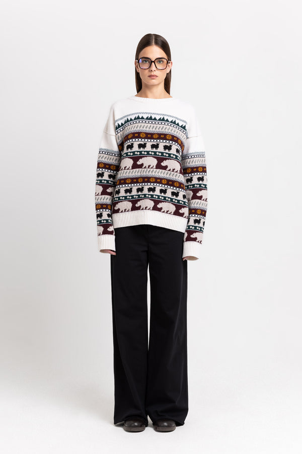Nehera Light Mix Fine Merino Unisex Holiday Jacquard Pullover