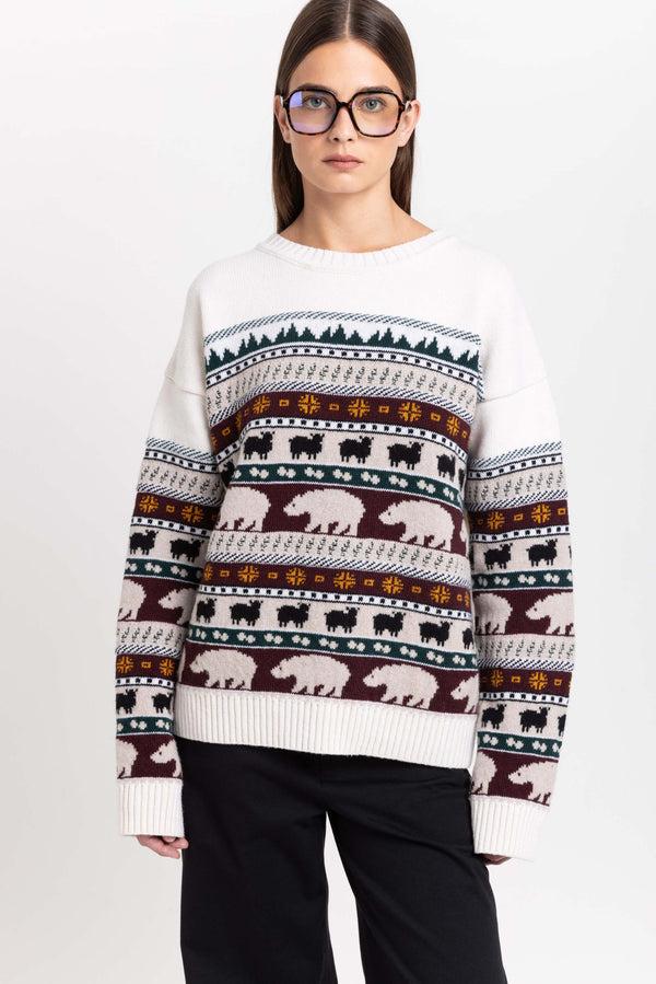 Nehera Light Mix Fine Merino Unisex Holiday Jacquard Pullover