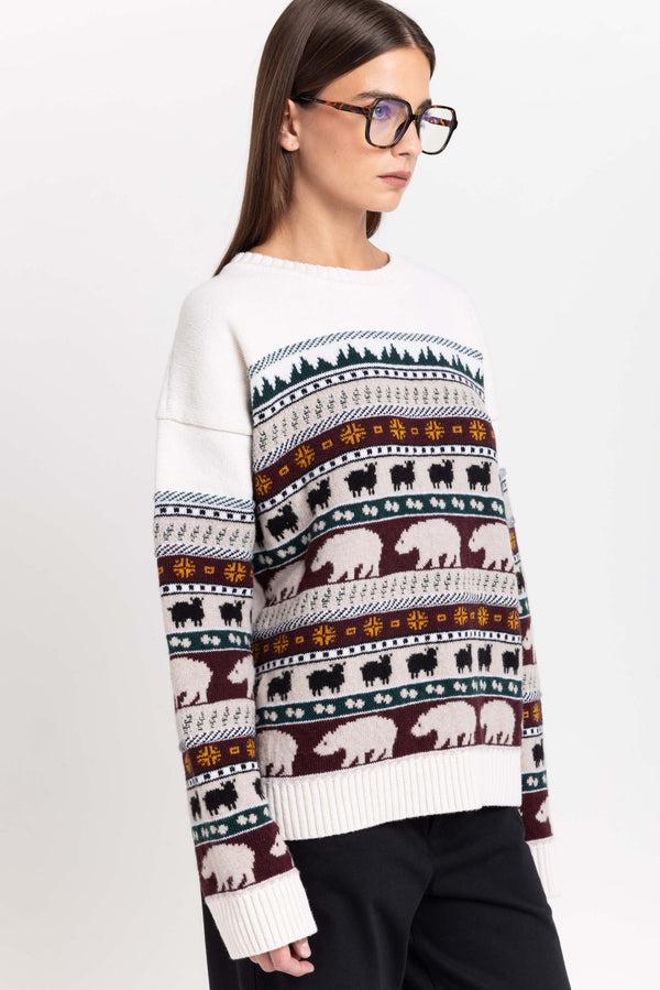 Nehera Light Mix Fine Merino Unisex Holiday Jacquard Pullover