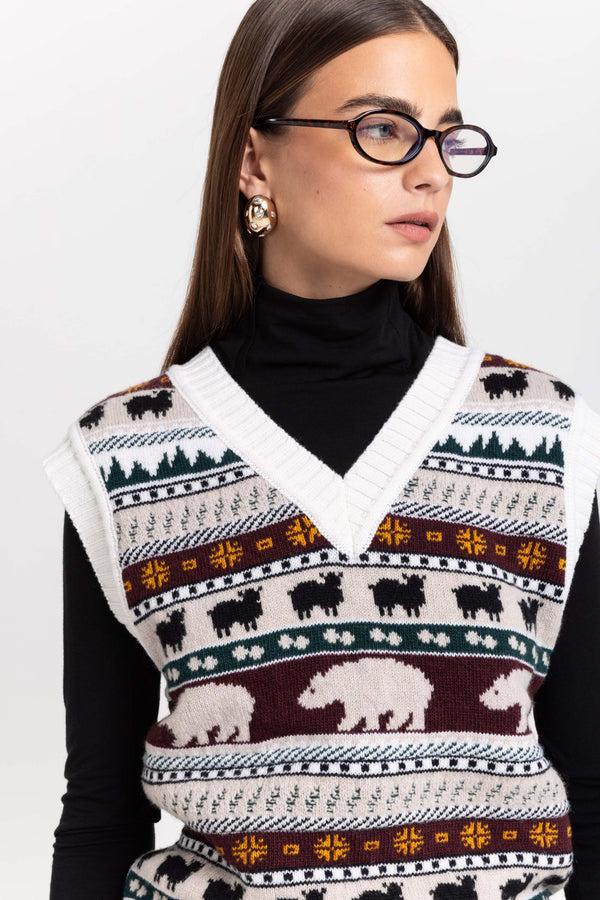 Nehera Light Mix Fine Merino Unisex Holiday Jacquard Vest