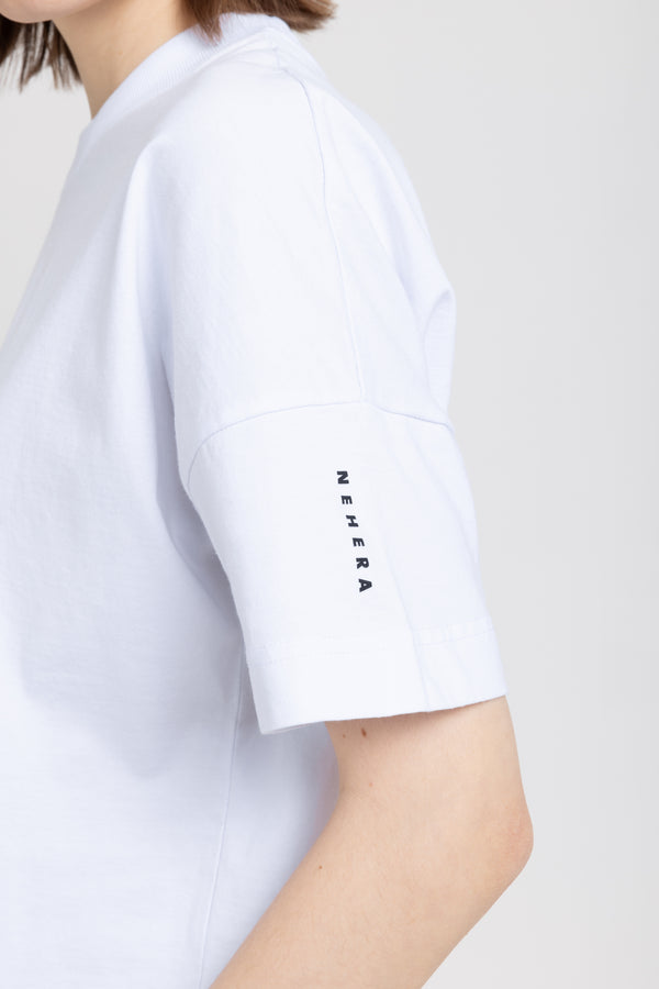 Nehera ‘LOGO SLEEVE’ White Pure Cotton Oversized T-shirt