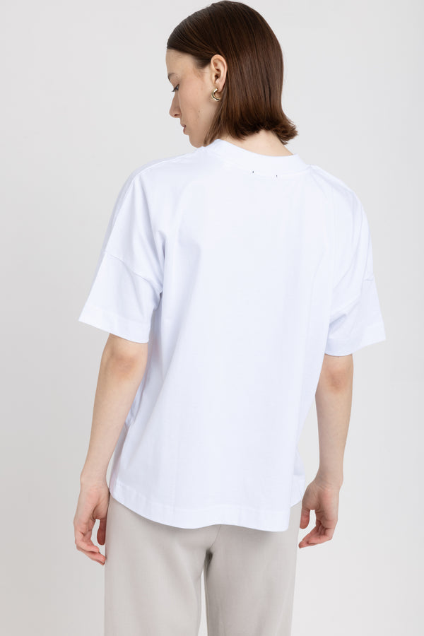 Nehera ‘LOGO SLEEVE’ White Pure Cotton Oversized T-shirt