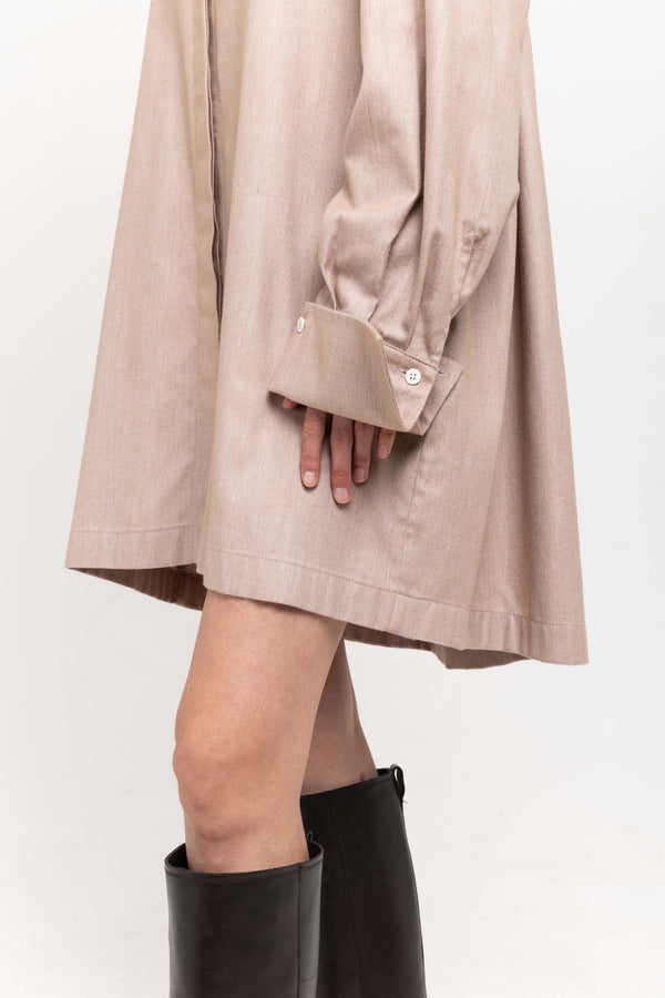 Nehera Beige Herringbone Flannel Dress