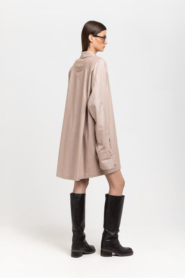 Nehera Beige Herringbone Flannel Dress