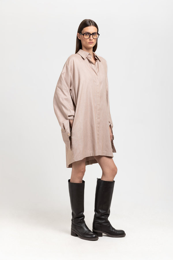 nehera Beige herringbone flannel dress