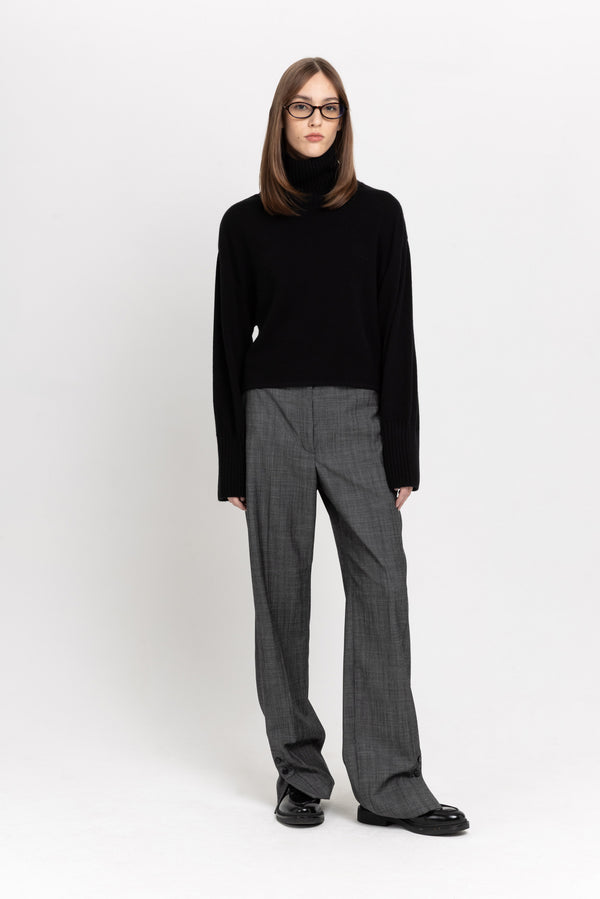 nehera Black cashmere boxy cropped turtleneck