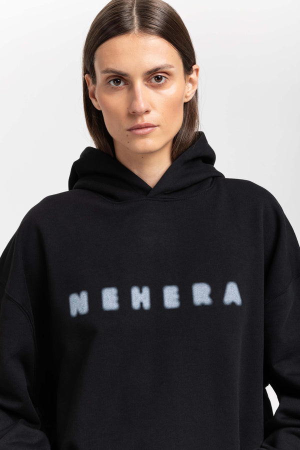Nehera Black Cotton ''BLURRED LOGO'' Hoodie
