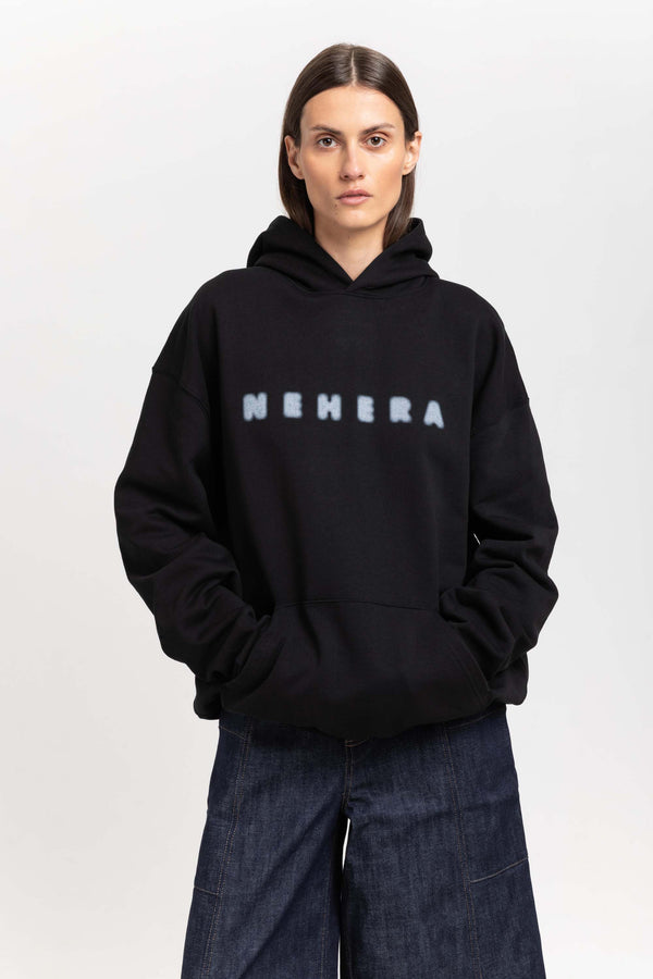 Nehera Black Cotton ''BLURRED LOGO'' Hoodie
