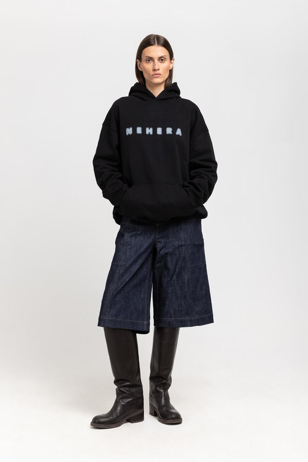 nehera Black cotton ''BLURRED LOGO'' hoodie