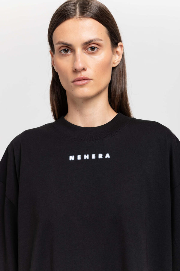 Nehera Black Cotton ''BLURRED LOGO'' Oversized T-shirt