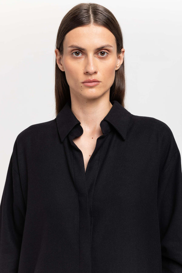 Nehera Black Cotton Flannel Dress