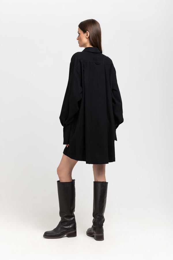Nehera Black Cotton Flannel Dress