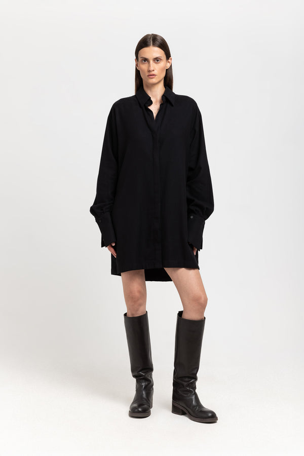 nehera Black cotton flannel dress