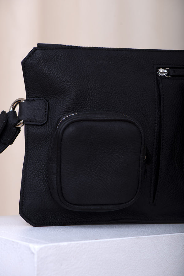 Nehera Black Cow Leather Belt Bag