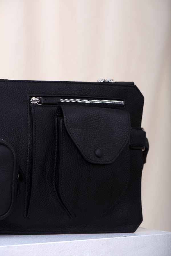 Nehera Black Cow Leather Belt Bag