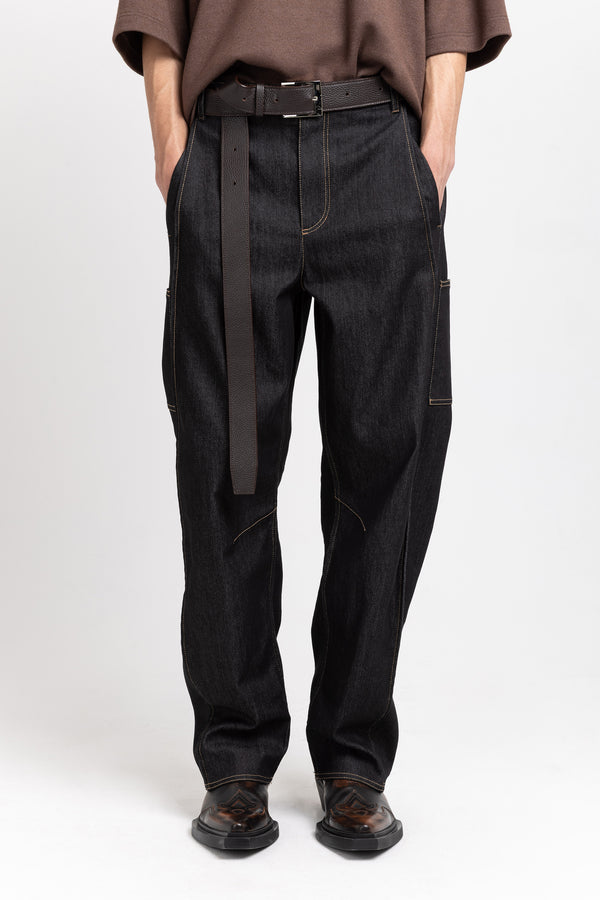 Nehera Black Denim Cotton Stretch Bow-leg Jeans