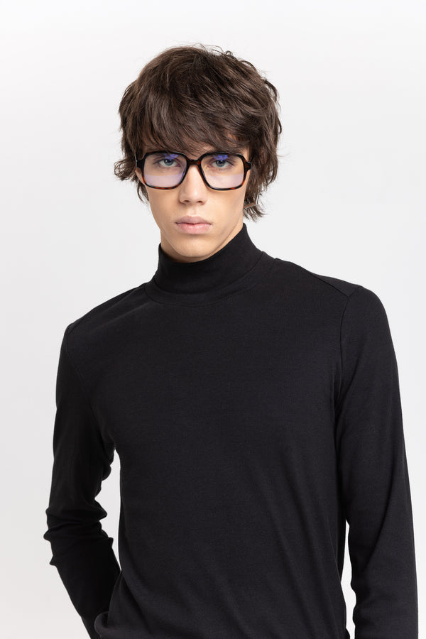 Nehera Black Double Jersey Rib Rollneck
