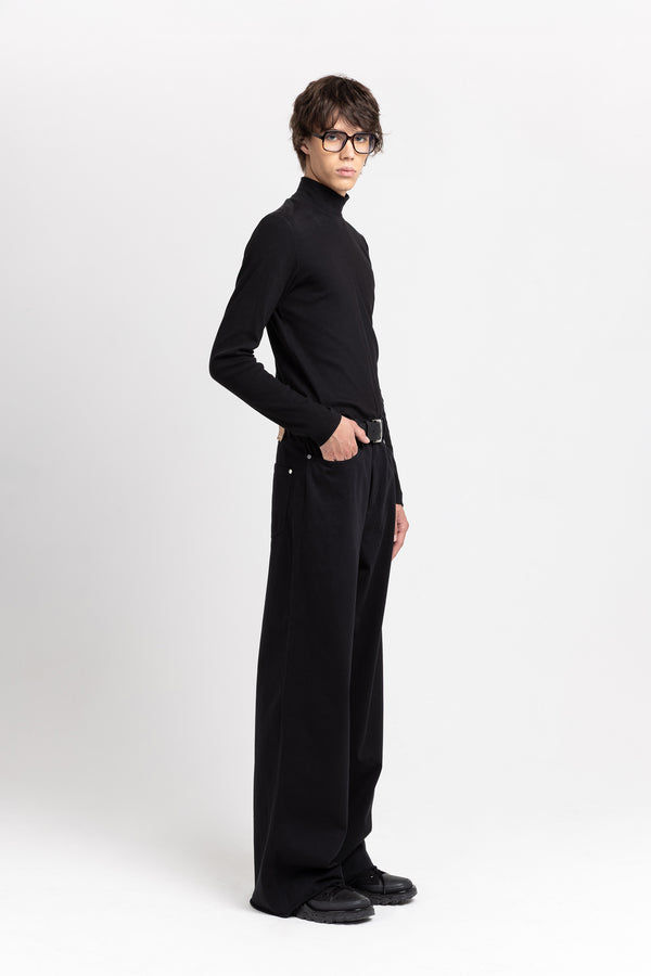 Nehera Black Double Jersey Rib Rollneck