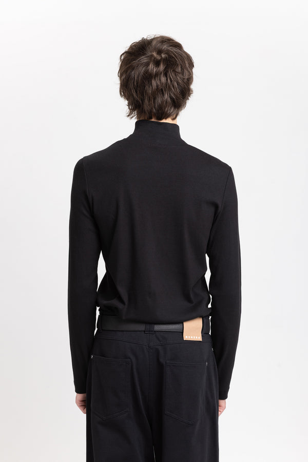 Nehera Black Double Jersey Rib Rollneck