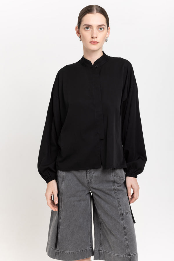 Nehera Black Fluid Tencel Voluminous Blouse