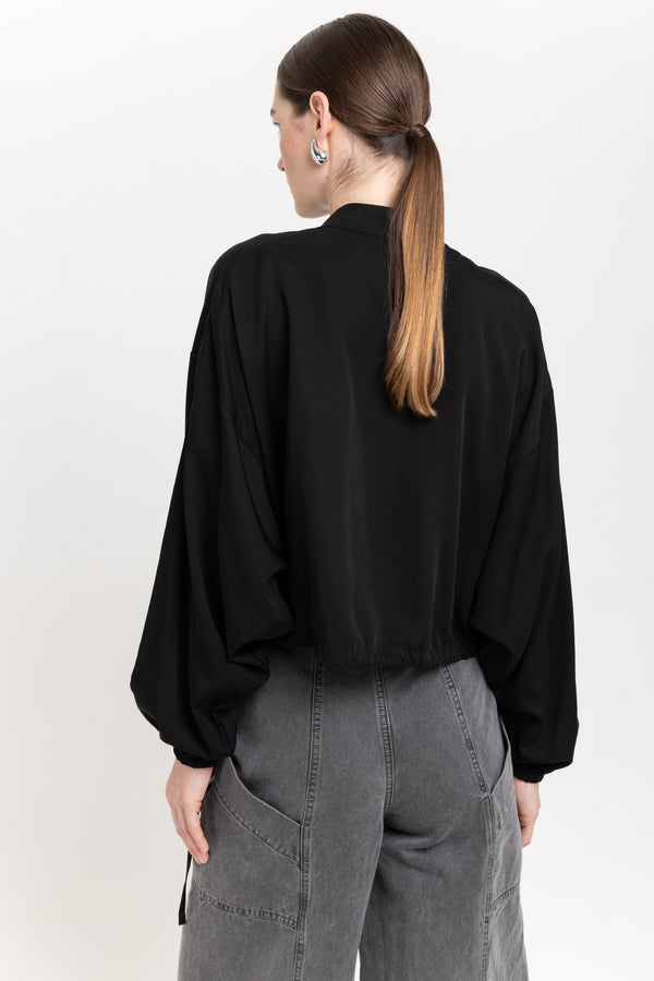 Nehera Black Fluid Tencel Voluminous Blouse