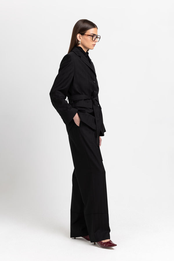 Nehera Black Herringbone Suiting Tailored Jacket