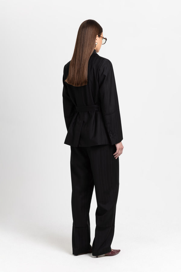 Nehera Black Herringbone Suiting Tailored Jacket