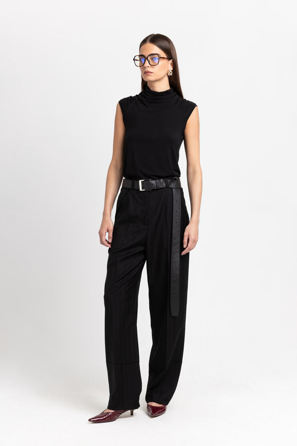 nehera Black long leather belt