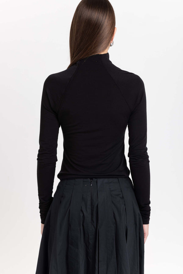 Nehera Black Lyocell Wool Jersey Rollneck