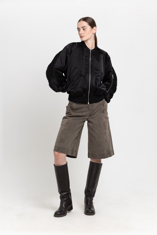 Nehera Black Satin Nylon Bomber