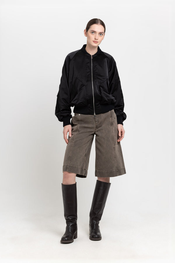 nehera Black satin nylon bomber