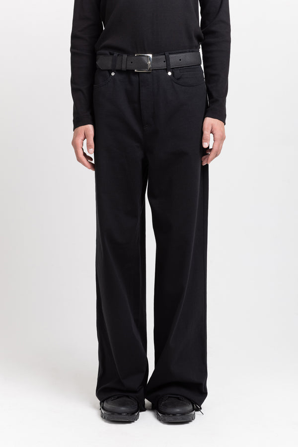 Nehera Black Solid Jersey Wide-leg Jersey Pants