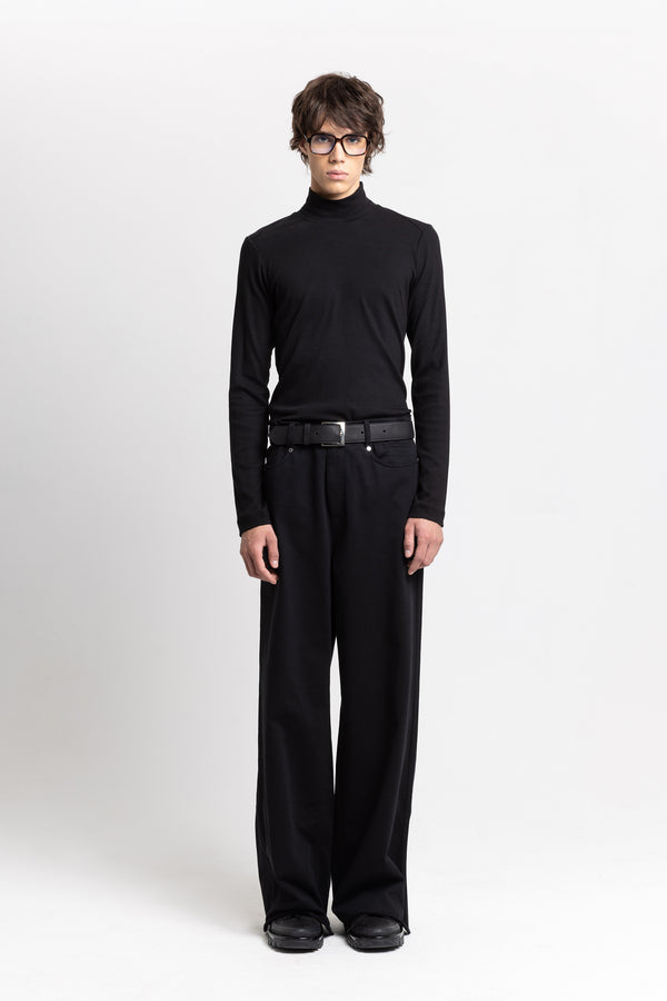 nehera Black solid jersey wide-leg jersey pants