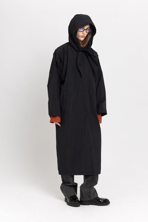 nehera Black waterproof raincoat with scarf