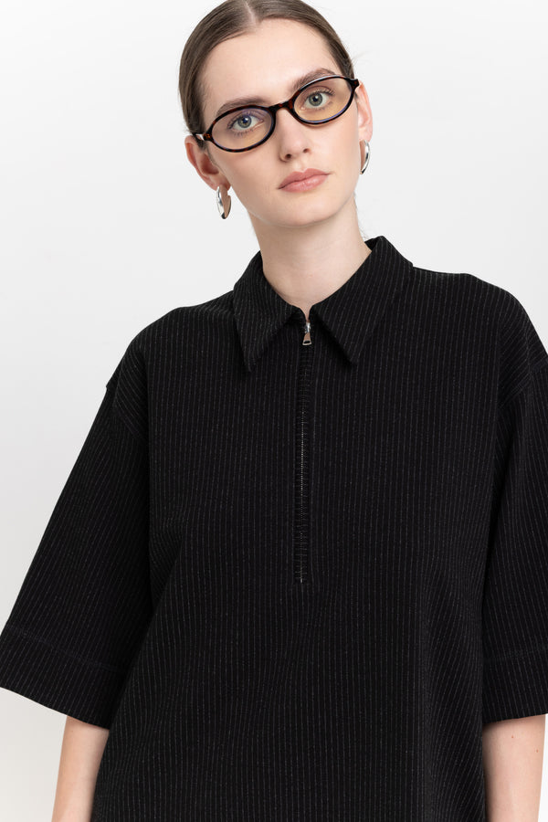 Nehera Black With Grey Stripes Bistretch Dress