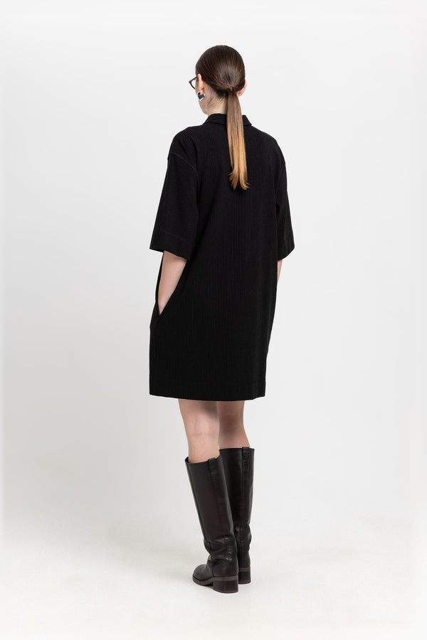 Nehera Black With Grey Stripes Bistretch Dress