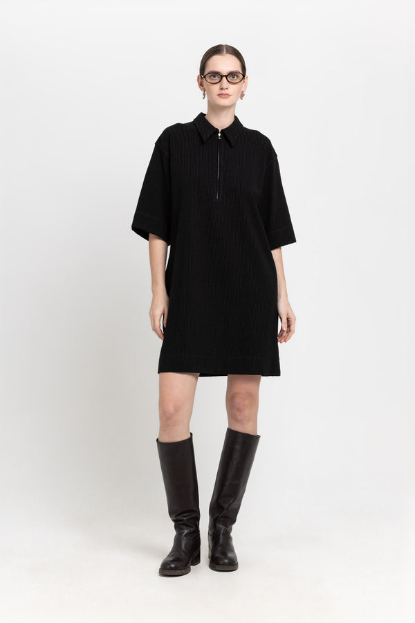 nehera Black with grey stripes bistretch dress