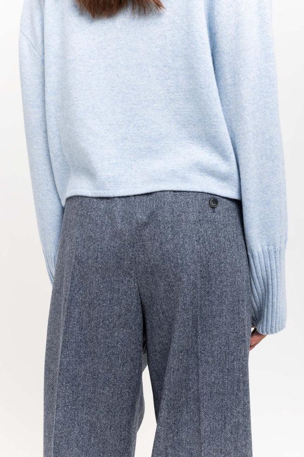 Nehera Blue Herringbone Suiting Tailored Pants