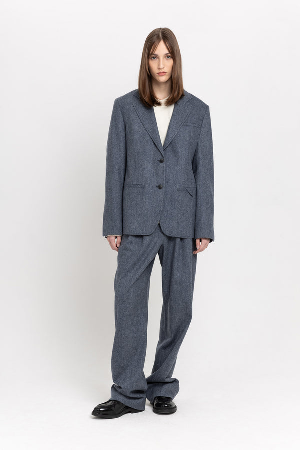 nehera Blue herringone suiting relaxed fit jacket